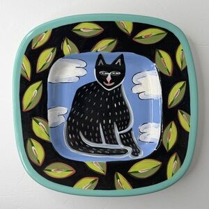 Whimsical Black Cat Decorative Plate